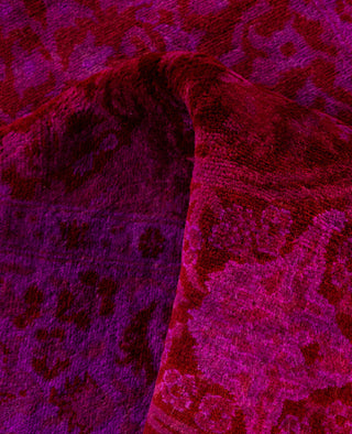Contemporary Overdyed Wool Hand Knotted Red Runner 3' 0" x 7' 4"