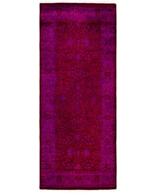 Contemporary Overdyed Wool Hand Knotted Red Runner 3' 0" x 7' 4"