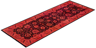 Contemporary Hand-Knotted Overdyed Pink Runner 3' 1" x 8' 3"