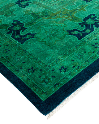 Modern Overdyed Hand Knotted Wool Green Area Rug 10' 2" x 14' 4"