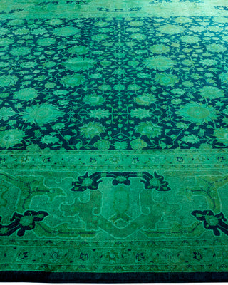 Contemporary Hand-Knotted Overdyed Green Area Rug 10' 2" x 14' 4"