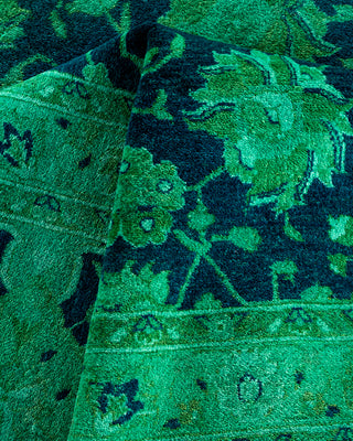 Contemporary Hand-Knotted Overdyed Green Area Rug 10' 2" x 14' 4"