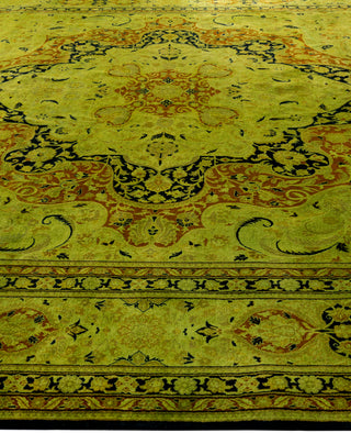 Contemporary Overdyed Wool Hand Knotted Green Area Rug 10' 2" x 13' 7"