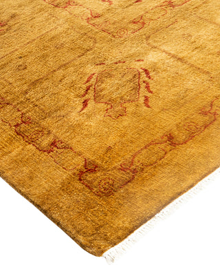 Contemporary Hand Knotted Overdyed Yellow Area Rug 9' 4" x 11' 10"