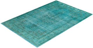 Contemporary Overyed Wool Hand Knotted Blue Area Rug 5' 2" x 7' 10"