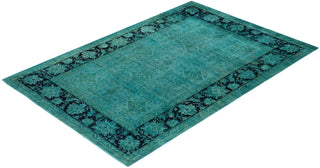 Overdyed Hand-Knotted Blue Area Rug 6' 1" x 9' 1"