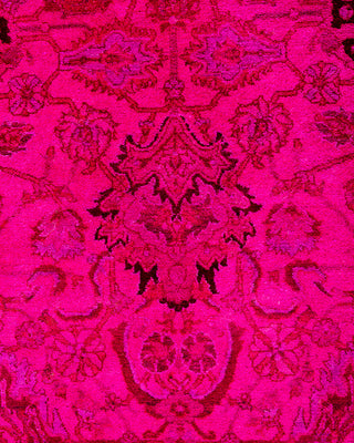 Contemporary Hand-Knotted Overdyed Red Area Rug 6' 2" x 9' 1"