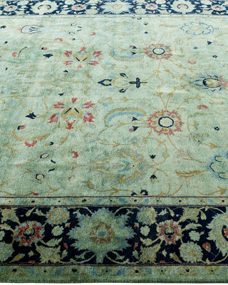 Contemporary Hand-Knotted Overdyed Green Area Rug 6' 2" x 8' 10"