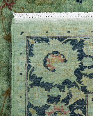 Contemporary Hand-Knotted Overdyed Green Area Rug 6' 2" x 8' 10"