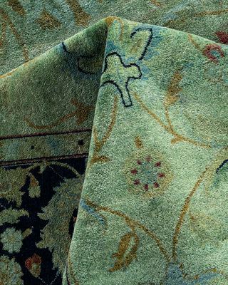 Contemporary Hand-Knotted Overdyed Green Area Rug 6' 2" x 8' 10"