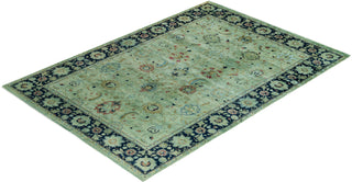 Contemporary Hand-Knotted Overdyed Green Area Rug 6' 2" x 8' 10"