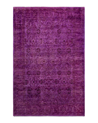 Contemporary Overyed Wool Hand Knotted Pink Area Rug 5' 1" x 7' 8"