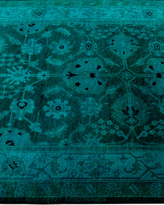 Modern Overdyed Hand Knotted Wool Blue Runner 3' 0" x 24' 6"