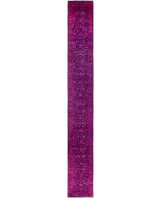 Contemporary Overdyed Wool Hand Knotted Pink Runner 2' 7" x 21' 4"
