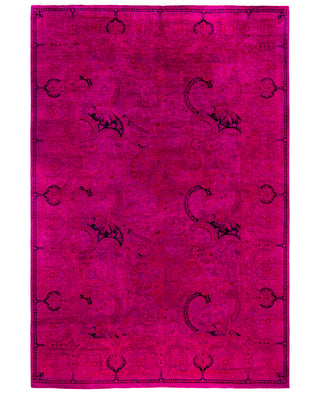 Contemporary Overdyed Wool Hand Knotted Pink Area Rug 6' 1" x 9' 0"