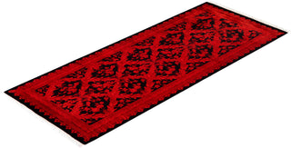 Modern Overdyed Hand Knotted Wool Red Area Rug 2' 6" x 6' 4"