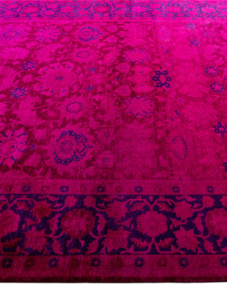Contemporary Overyed Wool Hand Knotted Pink Area Rug 6' 1" x 8' 7"