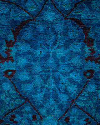 Modern Overdyed Hand Knotted Wool Blue Area Rug 6' 1" x 9' 1"