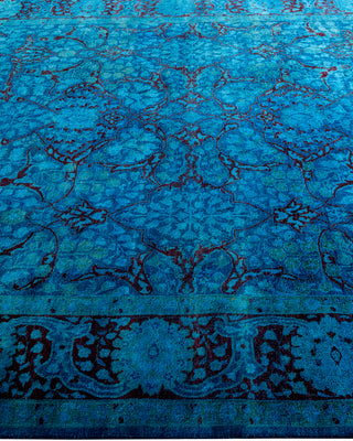 Modern Overdyed Hand Knotted Wool Blue Area Rug 6' 1" x 9' 1"