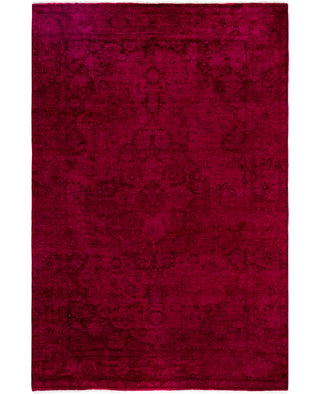 Contemporary Overdyed Wool Hand Knotted Pink Area Rug 4' 7" x 6' 10"