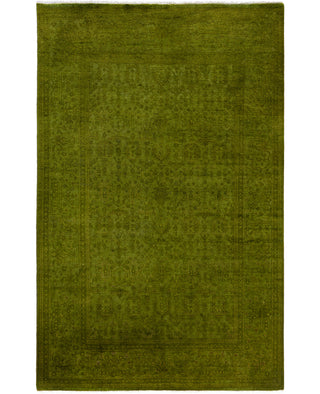 Contemporary Overdyed Wool Hand Knotted Green Area Rug 3' 10" x 6' 1"