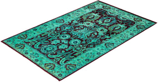 Fine Vibrance, One-of-a-Kind Hand-Knotted Area Rug  - Green, 3' 2" x 5' 2"