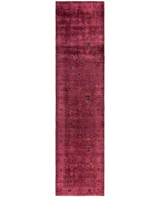 Contemporary Overdyed Wool Hand Knotted Red Runner 3' 0" x 12' 2"