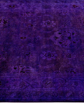 Contemporary Overdyed Wool Hand Knotted Purple Runner 3' 1" x 12' 2"