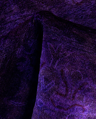 Contemporary Overdyed Wool Hand Knotted Purple Runner 3' 1" x 12' 2"
