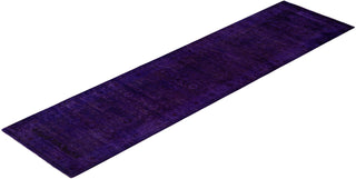 Contemporary Overdyed Wool Hand Knotted Purple Runner 3' 1" x 12' 2"