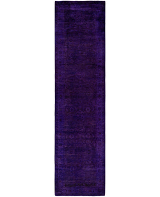 Contemporary Overdyed Wool Hand Knotted Purple Runner 3' 1" x 12' 2"