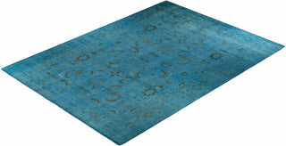 Modern Overdyed Hand Knotted Wool Blue Area Rug 10' 2" x 14' 2"