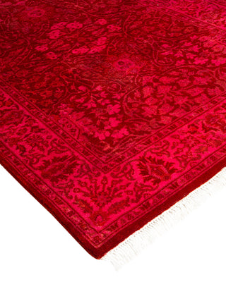 Modern Overdyed Hand Knotted Wool Red Runner 2' 7" x 9' 10"