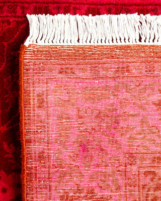 Modern Overdyed Hand Knotted Wool Red Runner 2' 7" x 9' 10"