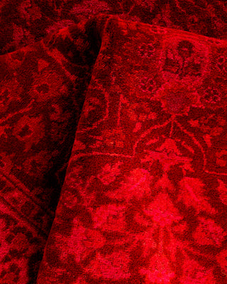 Modern Overdyed Hand Knotted Wool Red Runner 2' 7" x 9' 10"