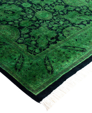 Overdyed Hand-Knotted Wool Modern-Contemporary Green Runner 2' 7" x 14' 7"