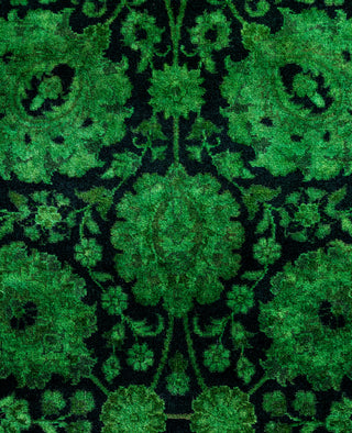 Overdyed Hand-Knotted Wool Modern-Contemporary Green Runner 2' 7" x 14' 7"