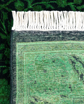 Overdyed Hand-Knotted Wool Modern-Contemporary Green Runner 2' 7" x 14' 7"