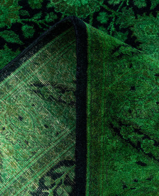 Overdyed Hand-Knotted Wool Modern-Contemporary Green Runner 2' 7" x 14' 7"