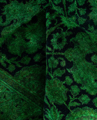 Overdyed Hand-Knotted Wool Modern-Contemporary Green Runner 2' 7" x 14' 7"