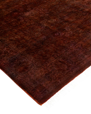 Modern Overdyed Hand Knotted Wool Brown Runner 2' 7" x 8' 5"
