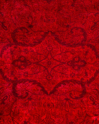 Modern Overdyed Hand Knotted Wool Red Area Rug 4' 1" x 6' 2"