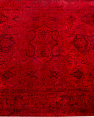 Modern Overdyed Hand Knotted Wool Red Area Rug 4' 1" x 6' 2"