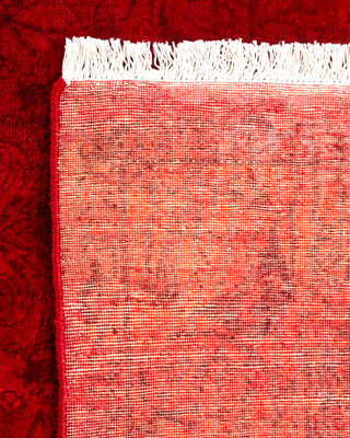 Contemporary Hand-Knotted Overdyed Red Area Rug 4' 1" x 6' 2"