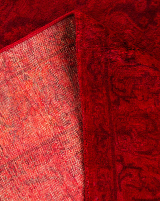 Modern Overdyed Hand Knotted Wool Red Area Rug 4' 1" x 6' 2"