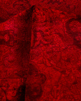 Contemporary Hand-Knotted Overdyed Red Area Rug 4' 1" x 6' 2"