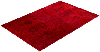 Contemporary Hand-Knotted Overdyed Red Area Rug 4' 1" x 6' 2"