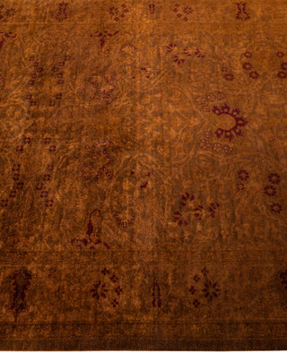 Contemporary Overdyed Wool Hand Knotted Gold Runner 3' 2" x 14' 1"