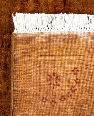 Contemporary Overdyed Wool Hand Knotted Gold Runner 3' 2" x 14' 1"
