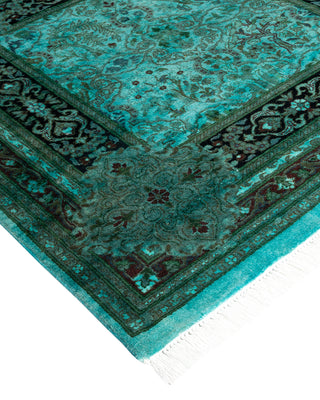 Contemporary Hand Knotted Overdyed Blue Runner 3' 0" x 9' 2"